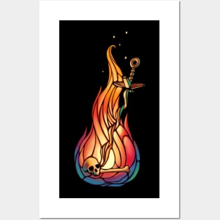 Fire Stained Glass Posters and Art